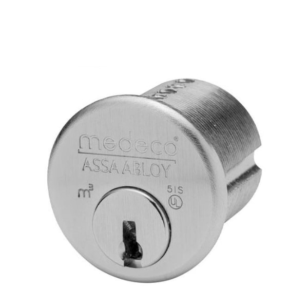 MEDECO:BiAxial 1" Mortise Cylinder - Silver